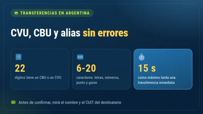 CVU, CBU y alias: 22 dígitos, alias de 6 a 20 caracteres y transferencias inmediatas